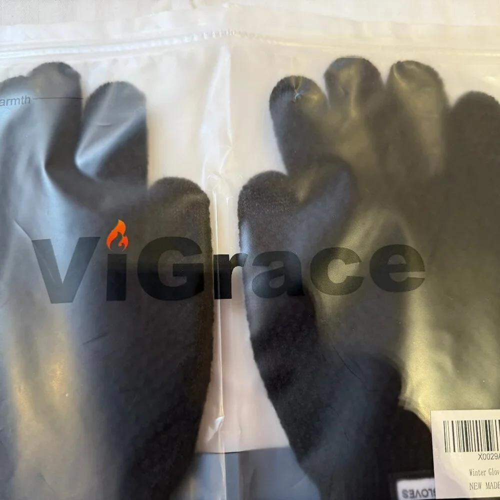 NWT ViGrace Black Winter Touchscreen Gloves Large